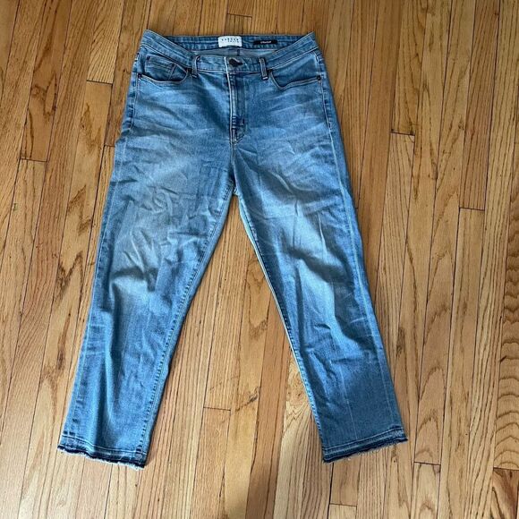 PARKER SMITH WMN JEANS SZ 31 STRAIGHT‎ RAW HEM LIGHT WASH CROP - Picture 1 of 9